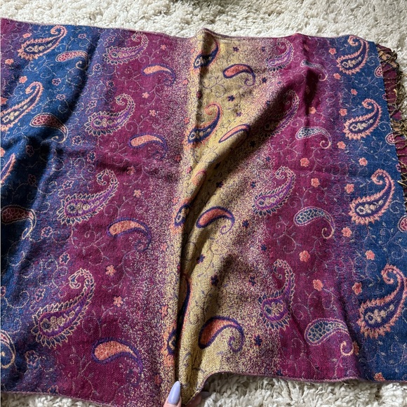 Purple and Gold Paisley Scarf Wrap - Picture 3 of 6